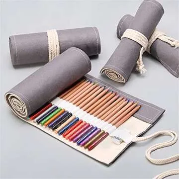 Funny live 36/48/72 Slots Colored Pencil Wrap Pencils Roll Holder Coloring Pencils Organizer Holder Colored Pen Paint Brush Storage Pouch Portable for Artist Student (Grey, 36 Slots)