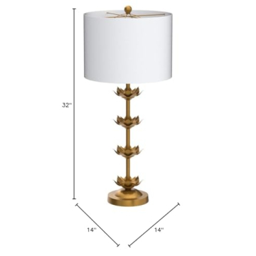 SAFAVIEH Lighting Collection Lani Antique Gold Leaf 32-inch Bedroom Living Room Home Office Desk Nightstand Table Lamp Set of 2 (LED Bulbs Included)