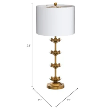 SAFAVIEH Lighting Collection Lani Antique Gold Leaf 32-inch Bedroom Living Room Home Office Desk Nightstand Table Lamp Set of 2 (LED Bulbs Included)