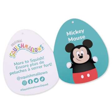 Squishmallows Original Disney 10-Inch Mickey Mouse HugMees - Medium-Sized Ultrasoft Official Jazwares Plush