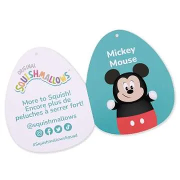 Squishmallows Original Disney 10-Inch Mickey Mouse HugMees - Medium-Sized Ultrasoft Official Jazwares Plush