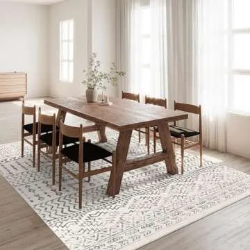 Art&Tuft 4x6 Rug, Super Soft Ultra-Thin Moroccan Washable Rug, Anti-Slip Backing Rugs for Living Room, Foldable Geometric Machine Washable Area Rug(4'x6', Ivory)