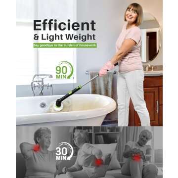 LyriFine Electric Spin Scrubber, 2024 New Full-Body IPX7 Waterproof Bathroom Cleaner Brush, Shower S...