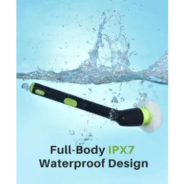 LyriFine Electric Spin Scrubber, 2024 New Full-Body IPX7 Waterproof Bathroom Cleaner Brush, Shower Scrubber with Long Handle & 2 Speed, Heads Replacement, Cleaning Supplies for Tub Shower Tile Floor