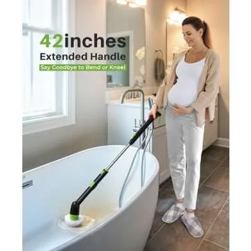 LyriFine Electric Spin Scrubber, 2024 New Full-Body IPX7 Waterproof Bathroom Cleaner Brush, Shower Scrubber with Long Handle & 2 Speed, Heads Replacement, Cleaning Supplies for Tub Shower Tile Floor