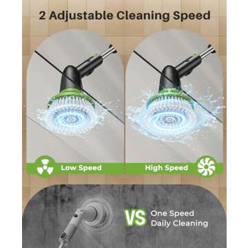 LyriFine Electric Spin Scrubber, 2024 New Full-Body IPX7 Waterproof Bathroom Cleaner Brush, Shower Scrubber with Long Handle & 2 Speed, Heads Replacement, Cleaning Supplies for Tub Shower Tile Floor