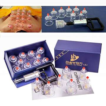 Hansol Professional Cupping Therapy Equipment Set with pumping handle 10 Cups & English Manual (Made...