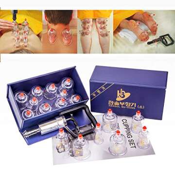 Hansol Professional Cupping Therapy Equipment Set with pumping handle 10 Cups & English Manual (Made in Korea)
