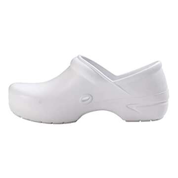 Anywear Guardian Angel Slip-On Nursing Clogs for Women and Men - Lightweight, Water-Resistant Non-Slip Work Shoes with Exceptional EVA Cushioning - White, 8 Women/6 Men