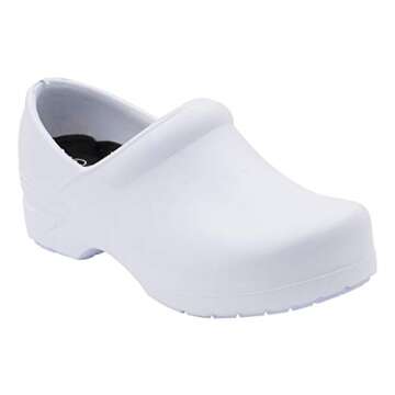 Anywear Guardian Angel Slip-On Nursing Clogs for Women and Men - Lightweight, Water-Resistant Non-Slip Work Shoes with Exceptional EVA Cushioning - White, 8 Women/6 Men