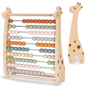 Abacus for Kids - Math Counting Toy Made of Wooden Beads and Rack - Children's Wood Number Counters ...