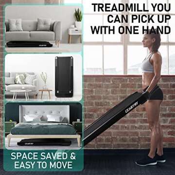 CEARTRY Walking Pad 300 lb Capacity, Desk Treadmill for Home Office, Protable Treadmill Under Desk, Walking Treadmills for Home, Quiet Walking Jogging Machine, Installation-Free