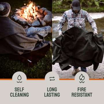 Woolly Mammoth Merino Wool Blanket - Large 66" x 90", 4LBS Camp Blanket | Throw for The Cabin, Cold Weather, Emergency, Dog Camping Gear, Hiking, Survival, Army, Outside, Outdoors – Hunter Green