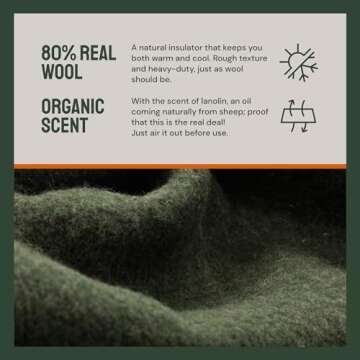 Woolly Mammoth Merino Wool Blanket - Large 66" x 90", 4LBS Camp Blanket | Throw for The Cabin, Cold Weather, Emergency, Dog Camping Gear, Hiking, Survival, Army, Outside, Outdoors – Hunter Green