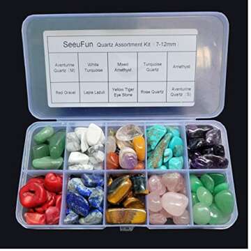 SeeuFun 7~12mm Quartz Crystal Stones Tumbled Chips Stone Home Indoor Decorative Gravel Tiger's Eye,T...