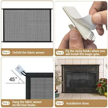 Fireplace Screen Safe Mesh Gate: Child Proof Barrier Guard Living Room Fire Place Cover for Baby Toddler and Pets- 29 x 44.5 inches