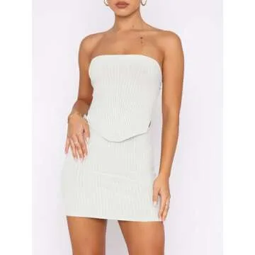 ANRABESS Women’s Two Piece Summer Outfit - Strapless Mini Dress