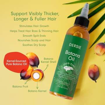 Dersie Batana Oil for Hair Growth: Dr Sebi Organic Raw Batana Oil from Honduras - 100% Pure & Natura...