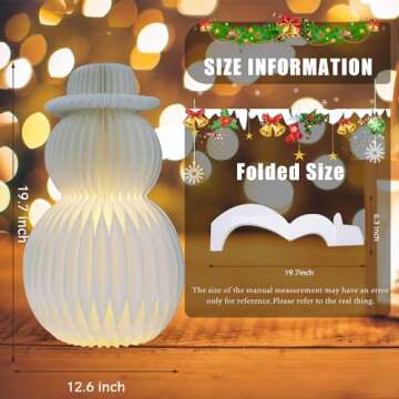 ZEYGC Christmas Decorations Light Up Paper Snowman, Foldable Warm White Led Snowman Lighted Battery ...