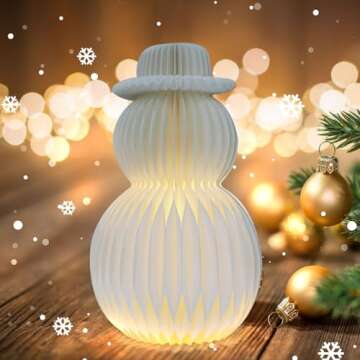 ZEYGC Christmas Decorations Light Up Paper Snowman, Foldable Warm White Led Snowman Lighted Battery Operated 19.68" Xmas Decor for Indoor Home Decor