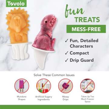 Tovolo Silicone Popsicle Molds with Sticks (Monster) - Ice Pop Molds with 4 Cavities for Homemade Flavored Ice Pops & Frozen Snacks - Popsicle Maker with Drip-Guards, Dishwasher Safe & BPA-Free