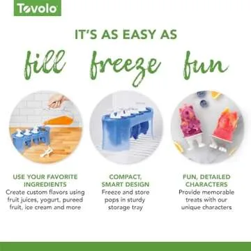 Tovolo Silicone Popsicle Molds with Sticks (Monster) - Ice Pop Molds with 4 Cavities for Homemade Flavored Ice Pops & Frozen Snacks - Popsicle Maker with Drip-Guards, Dishwasher Safe & BPA-Free