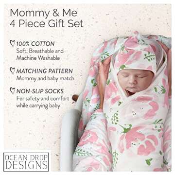 Ocean Drop Mommy and Me Robe & Swaddle Set - 4pc