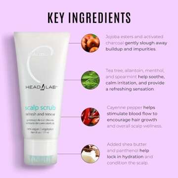 Malibu C Head Lab Scalp Scrub (6 oz) + Vitamin B5 Scalp, Skin & Hair Revitalizer Mist (8 oz) - Soothing Scalp Exfoliator with Charcoal + Multi-Use Hydrating Mist with Allantoin for Scalp Protection
