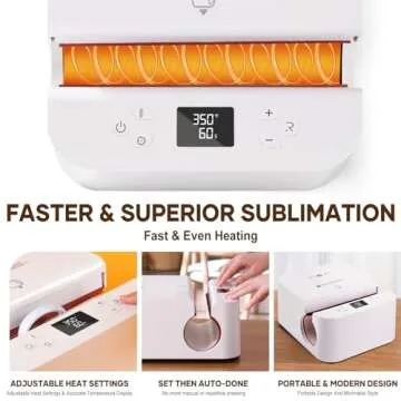 HTVRONT Auto Tumbler Heat Press Machine - Mug Heat Press Heat Up Fast & Even, Professional Tumbler Press High-Security for 2.95"-3.18" Sublimation Tumblers, Cups, Glasses and Mugs, White