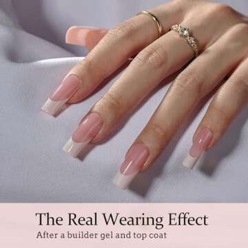 BTArtboxnails XCOATTIPS French Tip Nails - Long Square Nail Tips with Nail Gel, French Protecing Duo, Nail Lamp, All in One Soft Gel French Tip Press on Nails Gel Extension Valentines Day Gifts
