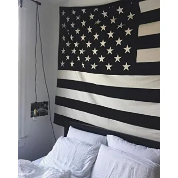 The Boho Street Vintage American Flag Tapestry Black and White 100% Cotton, Indian Hippie Wall Hangi...