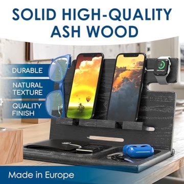 BARVA Wood Docking Station Stylish Nightstand Organizer