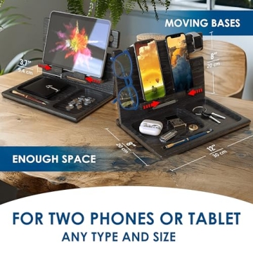 BARVA Wood Docking Station Stylish Nightstand Organizer