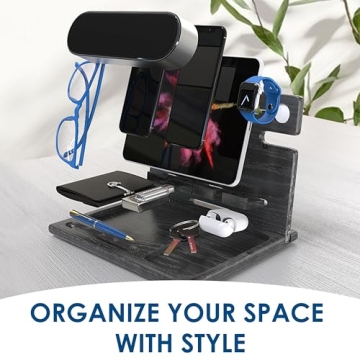 BARVA Wood Docking Station Stylish Nightstand Organizer