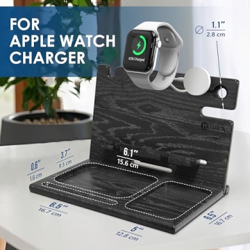 BARVA Wood Docking Station Stylish Nightstand Organizer