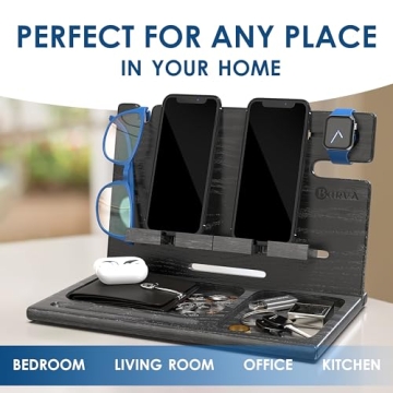 BARVA Wood Docking Station Stylish Nightstand Organizer