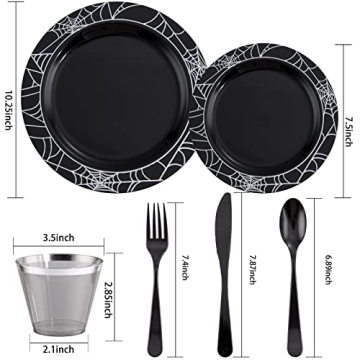 LIYH 150pcs Halloween Plastic Plates for 25 Guests