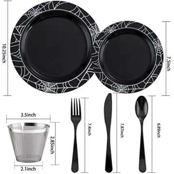LIYH 150pcs Halloween Plastic Plates for 25 Guests