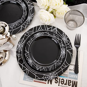 LIYH 150pcs Halloween Plastic Plates for 25 Guests