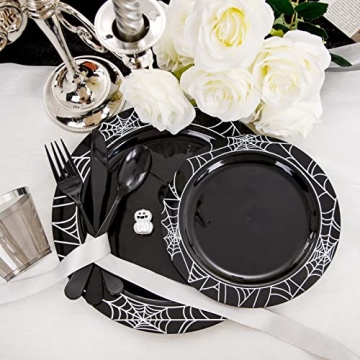 LIYH 150pcs Halloween Plastic Plates for 25 Guests