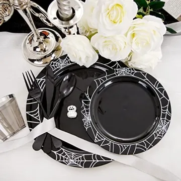 LIYH 150pcs Halloween Plastic Plates for 25 Guests