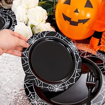 LIYH 150pcs Halloween Plastic Plates for 25 Guests
