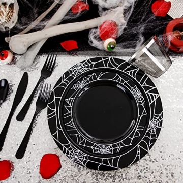 LIYH 150pcs Halloween Plastic Plates for 25 Guests