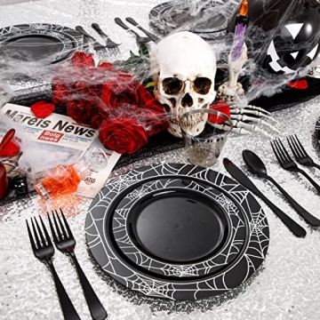 LIYH 150pcs Halloween Plastic Plates for 25 Guests