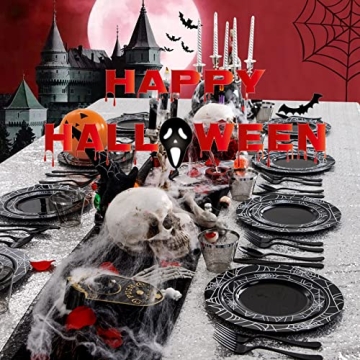 LIYH 150pcs Halloween Plastic Plates for 25 Guests