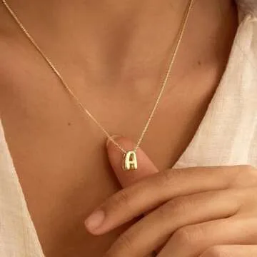 MARYLAX Bubble Letter Necklace - Personalized Gold Jewelry