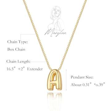 MARYLAX Bubble Letter Necklace - Personalized Gold Jewelry
