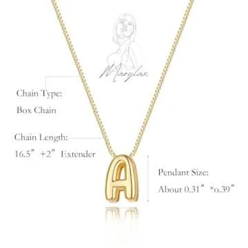 MARYLAX Bubble Letter Necklace - Personalized Gold Jewelry
