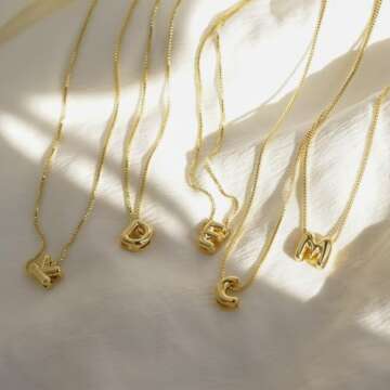 MARYLAX Bubble Letter Necklace - Personalized Gold Jewelry