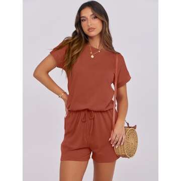 ANRABESS Women’s Casual Summer Romper - Chic Beach Outfit Jumpsuit in Orange Red